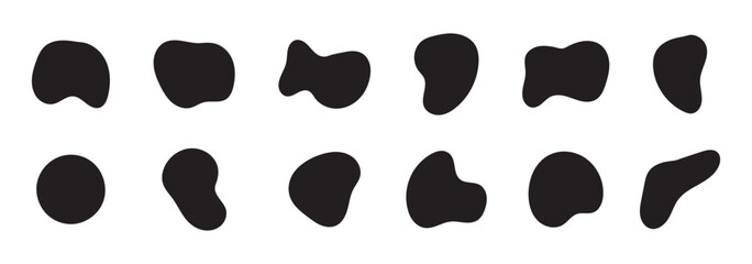 Blob shapes black collection vector design elements isolated. Random blob circles icon set. Isolated on a white background.