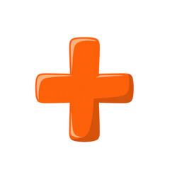 Obraz premium Orange plus sign with glossy effect symbol isolated on a transparent background