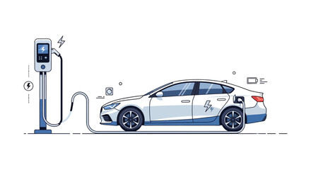 Electric car charging station vector