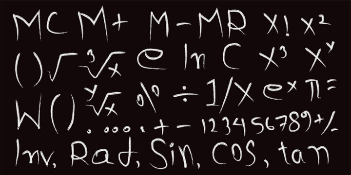 Handwritten Chalk Math Symbols & Formulas on Blackboard