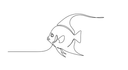 Obraz premium Continuous line drawing of a fish in minimalist style 