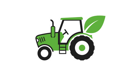 Obraz premium Vector illustration of a green tractor with a leaf on the back isolated on transparent background