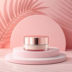 Premium Cylinder Stage on Pink Background for Cosmetic Product Display