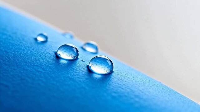 Water droplets on blue surface
