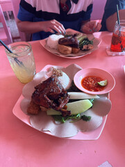 Grilled Chicken with Rice and Sambal