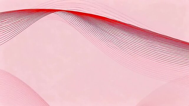 Abstract red wave lines on pink background