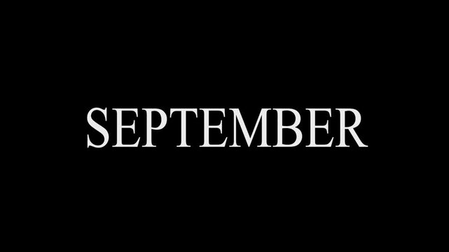 Vertical Scrolling Months January to September Animated Text on Black BackgroundKinetic Typography Calendar List January through September 4K Black Screen