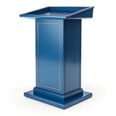 Elegant Blue Pedestal Display for Branding Mockup Isolated on White Background