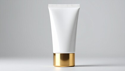 White cosmetic tube with gold cap