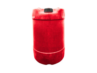 Industrial red plastic barrel with secure lid for safe fluid storage