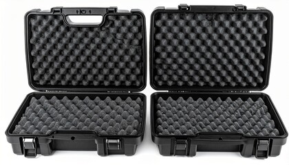 Open black protective case with foam padding