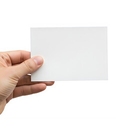 Obraz premium A hand holding a blank white card isolated on transparent background
