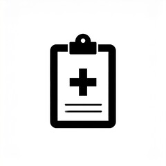 Obraz premium Medical Clipboard with Cross Icon on White Background