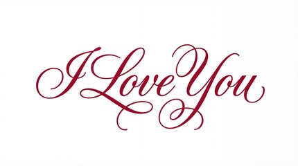 elegant red calligraphy inscription i love you isolated on white background. romantic confession concept. st. valentine's day celebration. greeting card, wedding invitation, banner with copyspace.