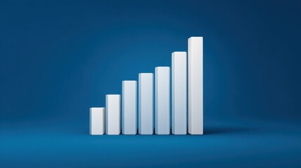 Growth Chart with Ascending Bars on Blue Background Representing Business Progress and Financial Success in an Abstract Style