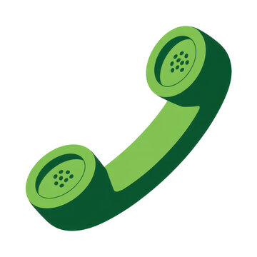Green phone on white background retro vintage isolated on a transparent background