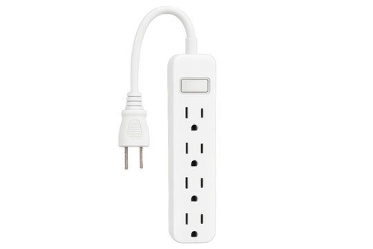 White surge protector power strip with multiple outlets