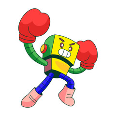 Obraz premium Flat style illustration showing a boxing bot