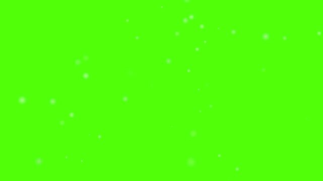 gently falling soft white bubbles, atmospheric ambient orbs of magic bokeh light slowly moving down the screen with chroma key green screen background 4K animation