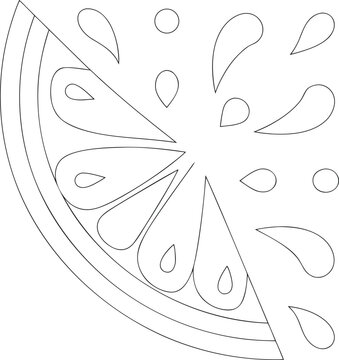 Citrus Slice Illustration, Fresh Fruit Segment, Organic Lemon Vector Art For Design And Coloring Pages