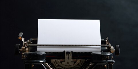 Fototapeta premium Vintage typewriter with blank paper against dark background