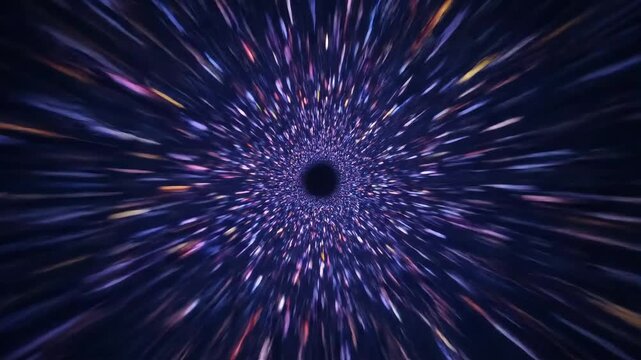 Vibrant Purple Tunnel with Radiating Light Streaks and Central Void.
