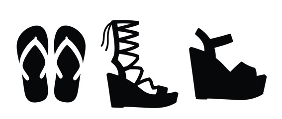 Summer Footwear Silhouette SVG Bundle &ndash; Flip-Flops, Gladiator Sandals, and Wedge Heels Cut Files for Cricut and Beach Projects