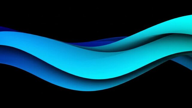 Abstract wavy blue and teal forms against black background