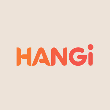 HANGi Modern Gradient Typography Logo Design in Vibrant Orange and Coral