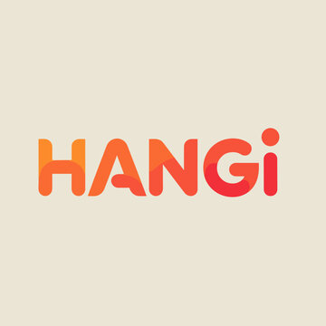 HANGi Modern Gradient Typography Logo Design in Vibrant Orange and Coral