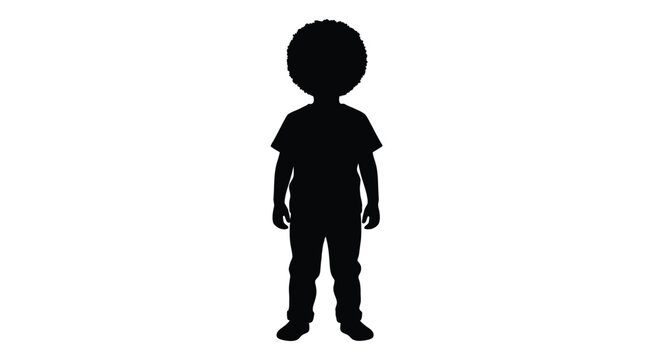 A black silhouette of a child standing facing forward
