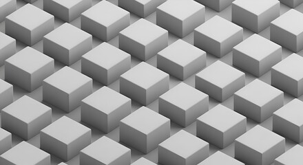 Fototapeta premium Aerial view of a grid of 3D white cubes forming a pattern, inspired by Whisk, showcasing geometry and texture