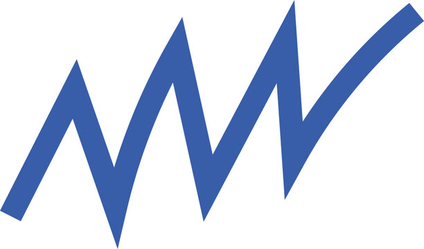 A stylized blue logo resembling an ecg reading or a zigzag pattern
