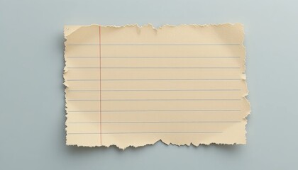 Fototapeta premium Torn piece of lined paper on gray background for note taking