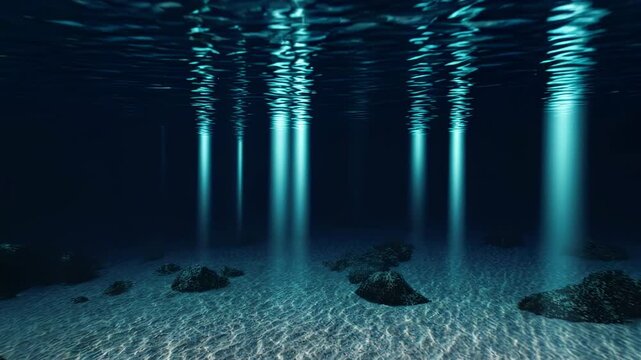 High-Tech Maritime Research Vessel Scanning Ocean Floor with Sonar Beams