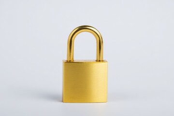 Fototapeta premium Gold padlock on white background showing security and safety concept