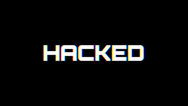 Hacked text animation in a glitch effect on transparent background. Suitable for tech articles, website banners, social media posts, and cybersecurity content.