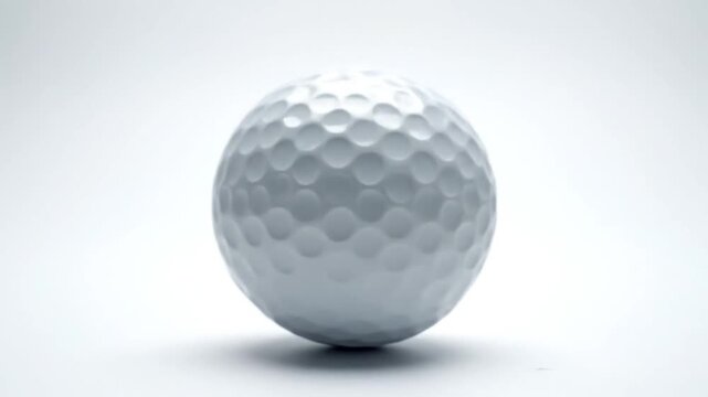 Close-up of a white sphere with a dimpled surface on a stark white background