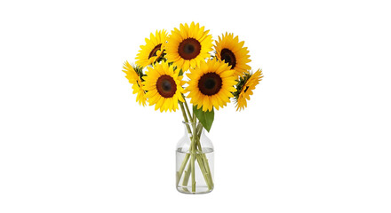 Bouquet of sunflowers in a glass vase