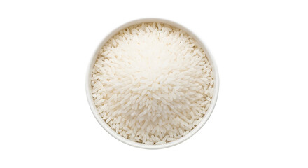 Bowl of white rice on white background