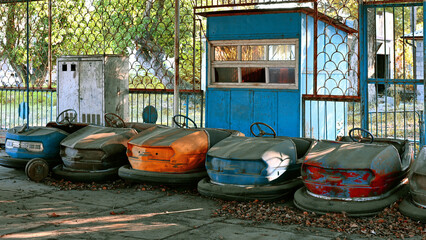 Obraz premium An old, abandoned children's amusement park called 