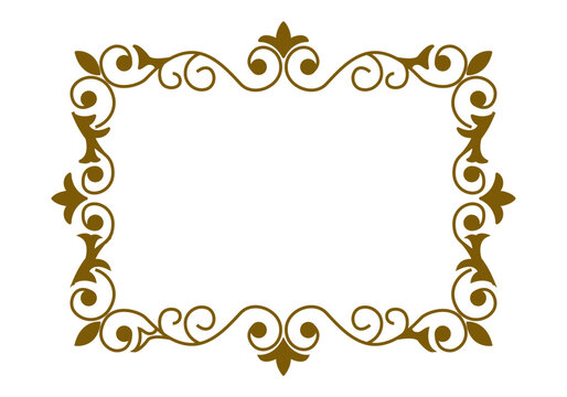 Marco rectangular ornamental con motivos florales dorados