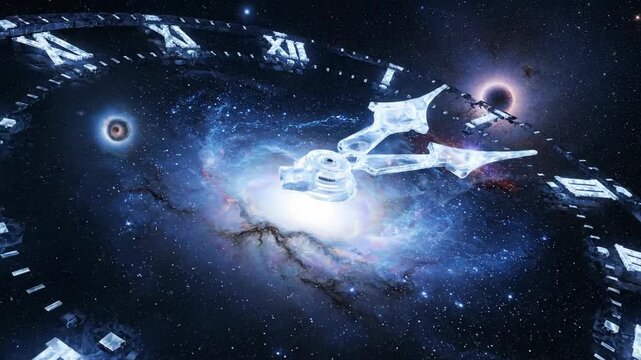 Astronomy clock with galaxy and stars