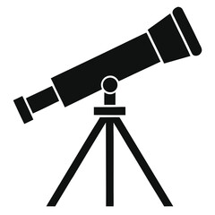 Telescope on Tripod Silhouette Vector Icon