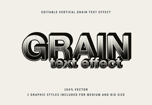 Editable Vertical Grain Black and White Text Effect