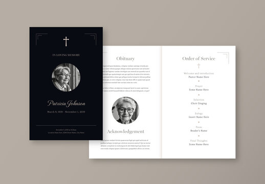 Funeral Program Template with Christian Symbol Simple Style