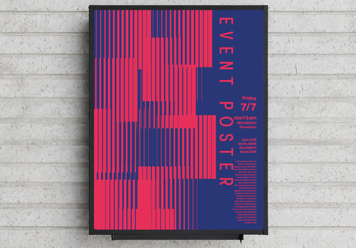 Purple Blue Modern Stylish Event Poster Template with Striped Pattern Shapes