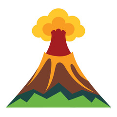 Erupting Volcano Flat Vector Icon