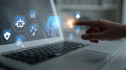 Artificial intelligence use case concept linking analytics, security, cloud services and operations...