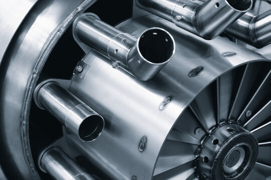 large industrial machine for heating water or air in water supply or heating systems of industrial plants or apartment buildings. Industrial background.